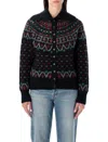 Polo Ralph Lauren Womens Polo Black Multi Fairisle Knitted Wool-blend Cardigan In Multi