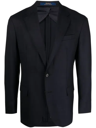 Polo Ralph Lauren Notch Lapel Wool Blazer In Blue