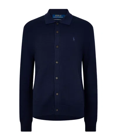 Polo Ralph Lauren Notched Collar Knitted Cardigan In Blue