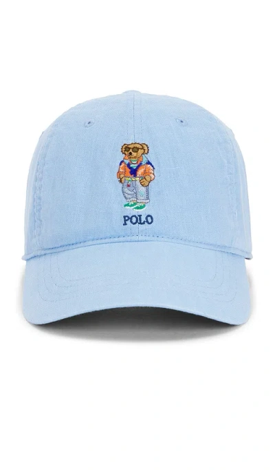 Polo Ralph Lauren Novelty Bear Linen Ball Cap In Blue