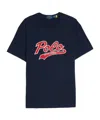 Polo Ralph Lauren Blue Crewneck T-shirt With Logo Print On The Front In Black