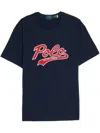 Polo Ralph Lauren Blue Crewneck T-shirt With Logo Print On The Front In Blue