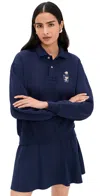 Polo Ralph Lauren Ralph Lauren Polo Bear Fleece Long-sleeve Polo Shirt In Blue