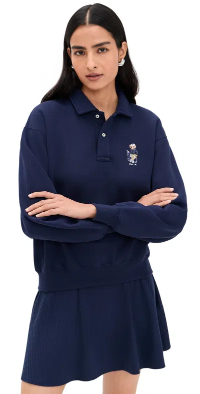 Polo Ralph Lauren Novetly Bear Collared Sweatshirt Refined Navy In Blue