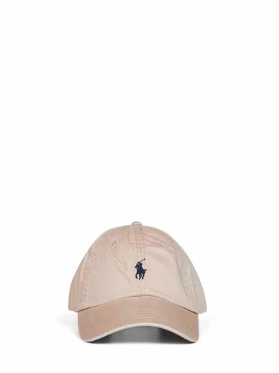 Polo Ralph Lauren Nubuck Beige Pony Embroidered Baseball Cap In Brown