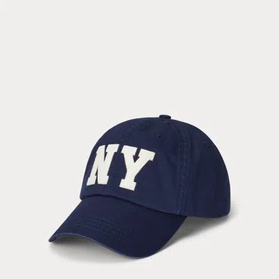 Polo Ralph Lauren Ny Patch Twill Ball Cap In Newport Navy In Blue