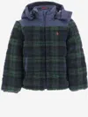 Polo Ralph Lauren Nylon And Fleece Down Jacket With Check Pattern In Red