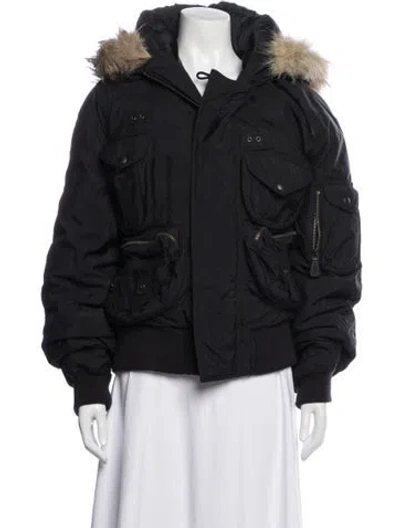 Pre-owned Polo Ralph Lauren Nylon Bomber Jacket In Black