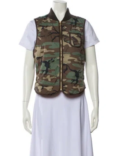 Pre-owned Polo Ralph Lauren Nylon Camouflage Print Vest In Green