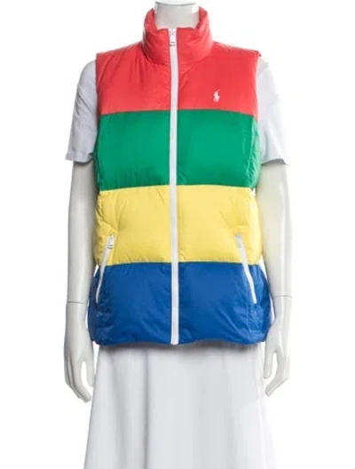 Pre-owned Polo Ralph Lauren Nylon Colorblock Pattern Down Jacket In Multicolor
