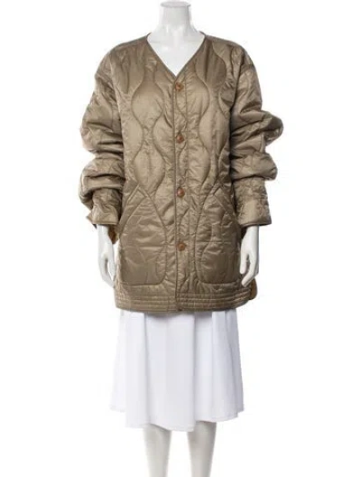 Pre-owned Polo Ralph Lauren Nylon Down Coat In Green