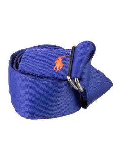 Pre-owned Polo Ralph Lauren Nylon Embroidered Accent Belt In Blue