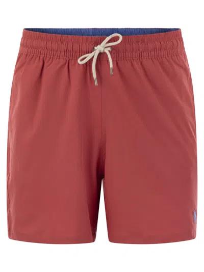 Polo Ralph Lauren Nylon Stretch Swimsuit With Logo In Red
