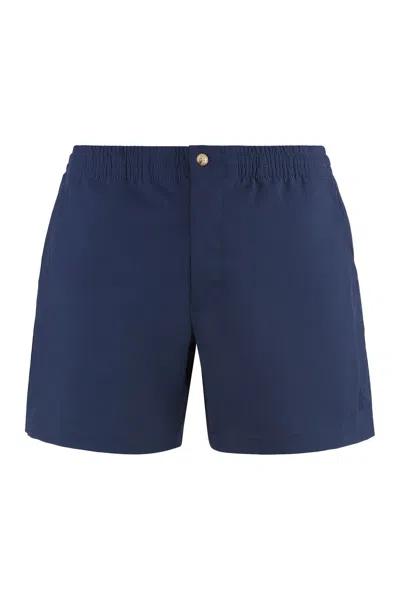 Polo Ralph Lauren Elastic Waistband Swim Shorts With Flap Pocket In Blue