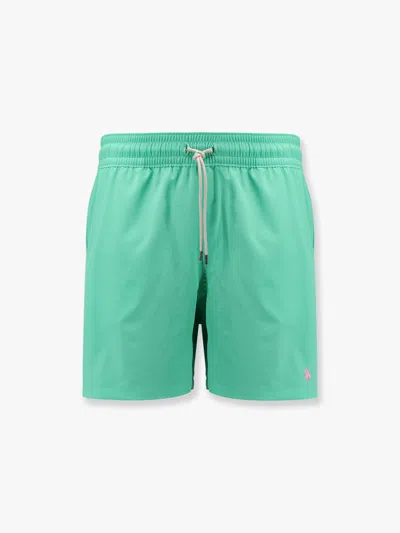 Polo Ralph Lauren Nylon Swim Trunk With Logo Embroidery In Green
