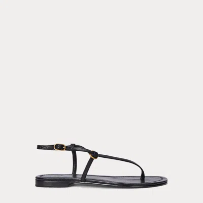 Polo Ralph Lauren O-ring Leather Sandal In Black