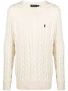 Polo Ralph Lauren Cable-knit Wool-cashmere Sweater In Off White