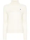 Polo Ralph Lauren Cable-knit Wool-cashmere Blend Turtleneck Sweater In White