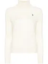 Polo Ralph Lauren Cable-knit Wool-cashmere Blend Turtleneck Sweater In White