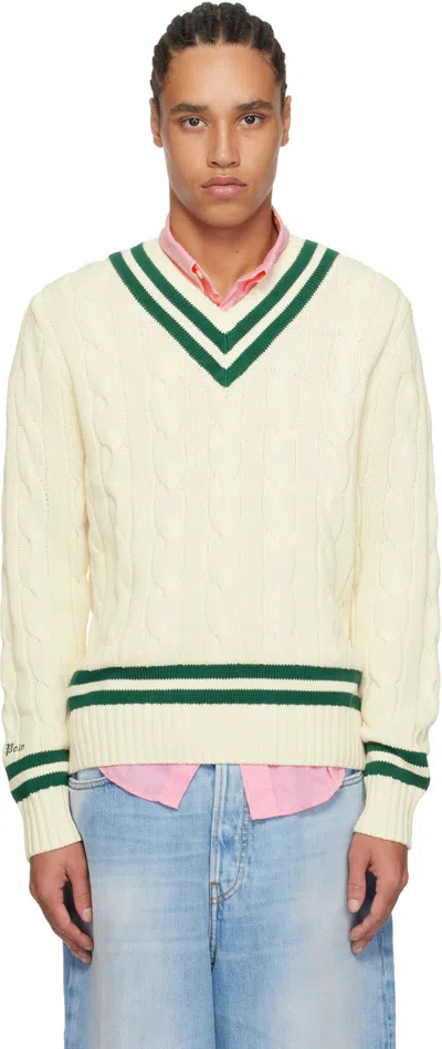Polo Ralph Lauren Pull Col V En Coton In White