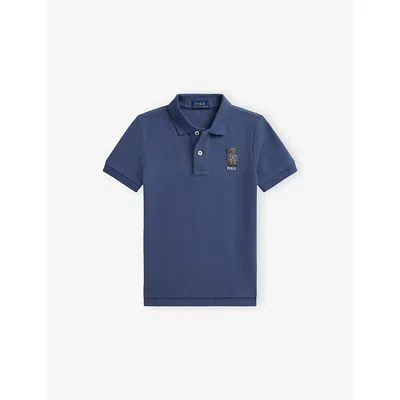 Polo Ralph Lauren Kids' Boys' Polo Bear-embroidered Cotton-piqué Polo Shirt Old Royal In Purple