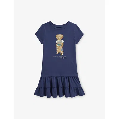 Polo Ralph Lauren Kids' Old Royal Girls' Bear-print Short-sleeve Cotton Day D In Blue