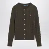 Polo Ralph Lauren Olive Cable Knit Cotton Cardigan In Green