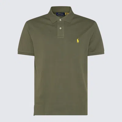 Polo Ralph Lauren Olive Green And Yellow Cotton Polo Shirt In Dark Sage