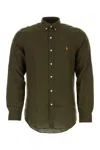 Polo Ralph Lauren Olive Green Cotton Shirt With Signature Polo Pony Motif