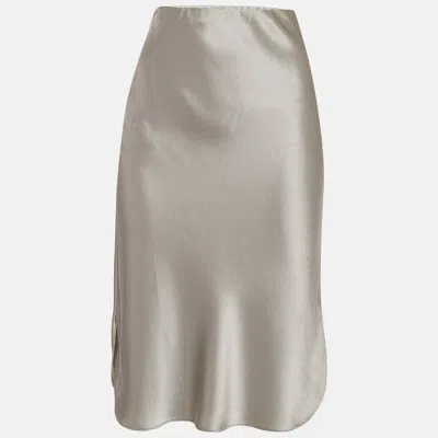 Pre-owned Polo Ralph Lauren Olive Green Satin Knee-length Skirt S