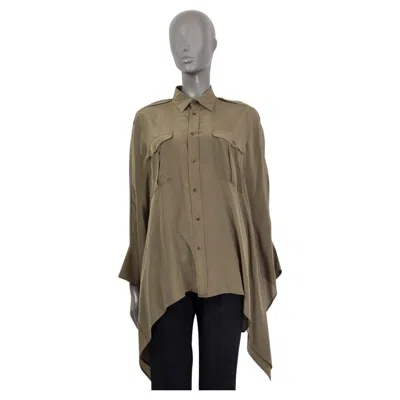 Pre-owned Polo Ralph Lauren Olive Green Silk Batwing Blouse Shirt M/l