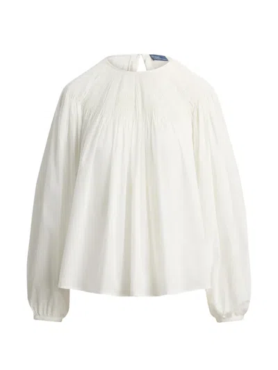 Polo Ralph Lauren Olivia Pleated Blouse In White