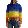 Polo Ralph Lauren Long-sleeved Gradient Knit Pullover With Logo In Dip Dye Multi