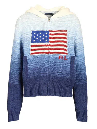 Polo Ralph Lauren Ombre Cotton Hoodie Knitwear Blue In Multi