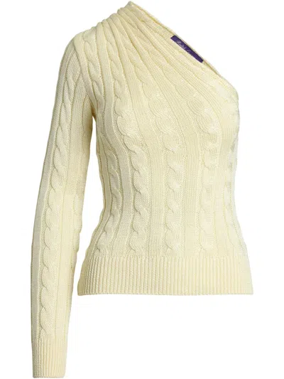 Polo Ralph Lauren One-shoulder Knitted Top In 白色
