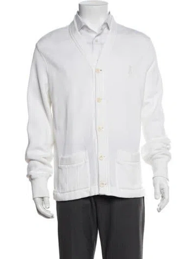 Pre-owned Polo Ralph Lauren Open Front Long Sleeve Cardigan In White