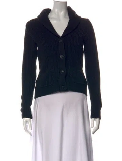 Pre-owned Polo Ralph Lauren Open Front Sweater In Black