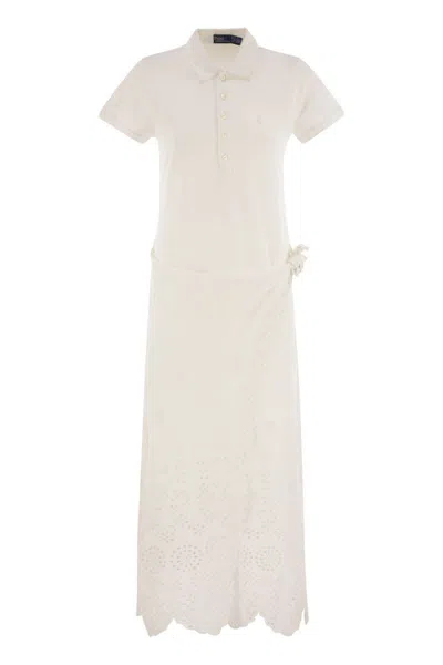 Polo Ralph Lauren Openwork Pique Polo Shirt Dress In Neutral