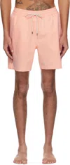 Polo Ralph Lauren Orange & White Traveler Swim Shorts In Classic Peach Seersu