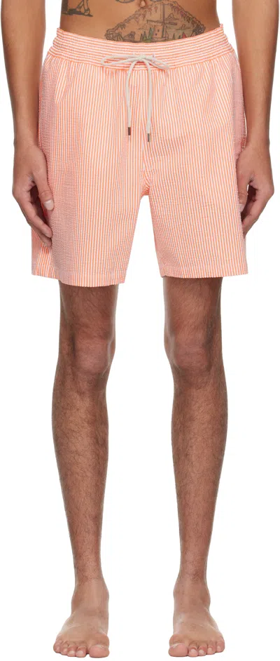 Polo Ralph Lauren Orange & White Traveler Swim Shorts In Yellow