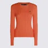 Polo Ralph Lauren Cable Knit Pullover With Ribbed Finish In Orange