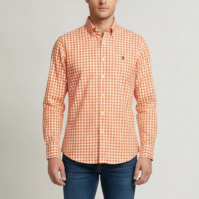 Pre-owned Polo Ralph Lauren Orange Gingham Checked Cotton Shirt S