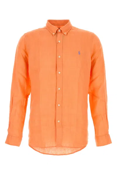 POLO RALPH LAUREN CAMICIA IN LINO ARANCIONE  UOMO
