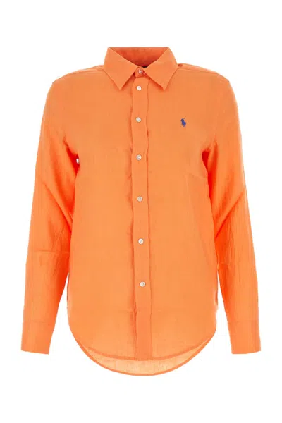 Polo Ralph Lauren Polo Pony 刺绣亚麻衬衫 In Orange