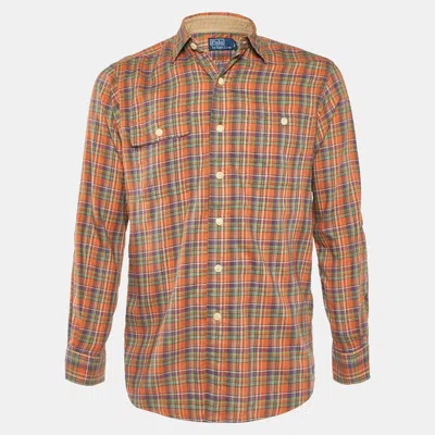 Pre-owned Polo Ralph Lauren Orange Plaid Checked Cotton Long Sleeve Shirt S