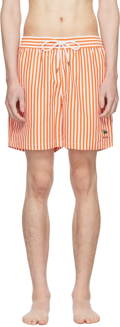 Polo Ralph Lauren Orange Traveler Swim Shorts In Club Stripe