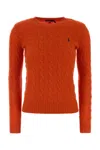 Polo Ralph Lauren Cable Knit Pullover With Ribbed Finish In Orange