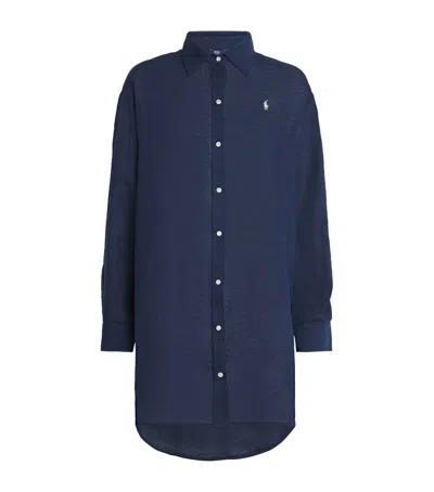 Polo Ralph Lauren Organic Cotton-linen Boyfriend Shirt In Blue