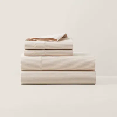 Polo Ralph Lauren Organic Cotton Oxford Stripe Sheeting In Tan
