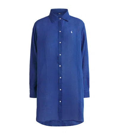 Polo Ralph Lauren Organic Cotton-linen Boyfriend Shirt In Blue